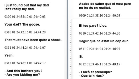 Un ejemplo de gag. Po, el panda, descubre que su padre oca no es el biológico 